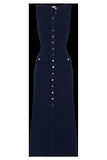 Summer New Temperament Sleeveless Round Collar Knitted Dress