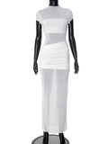 Women's Solid Color Round Collar Collar Collar Repair Kitted Folding Dress DJPT
