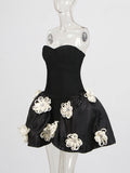 Famous Wind Dress 2025 Explosion Fashion Three-Dimensional Flowers Splicing Banded Brae Ponbo Skirt Woman