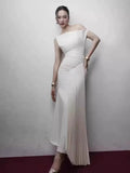 2025 Asymmetrical Collared Shoulder Dress Dress Dress