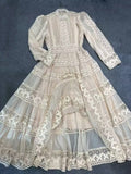 Temperament Lace Dress 2025 Autumn Gentle Wind Heavy Industry Lace Splicing Wide Swing Dress Dress Dress