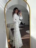 2024 Gentle Wind Small Fresh Flowers And Leaves Long Dress