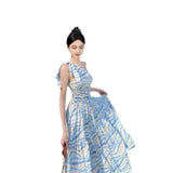 Tourism To Take Pictures Of Oblique Shoulder Dress Niche Design Temperament Waist Skirt Sanya Resort Beach Dress