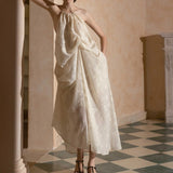 New Elegant Loose Folded Neck Dress Sexy Bare Sleeveless Holiday Dress