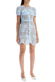 New Designer Tide Brand Hollow Water Soluble Lace Light Blue Lady Temperament Dating Dress