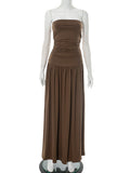 Women's Solid Color Sleeveless Bare Back Repair Folded Bra Dress DJPT