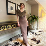 Autumn 2025 New Temperament Body-Body-Slender Shoulder-To-Heart Shawl Dress Woman DJPT