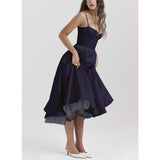 Women's New Sling V-Neck Sleeveless Dress Pony Skirt HZ0628