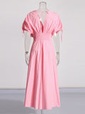 Tea Rest Temperament Elegant Style Dress 2025 Summer New V Collar Paste Splicing A Word Long Dress Dress Woman