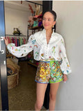 Spring And Summer Australian Niche Brand Ale Casual Personality Fashion Design Shirt Top Color Shorts Set