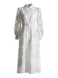 Elegant Temperament Style Dress 2025 Spring New Heavy Industry Embroidered Lantern Sleeve With Dress Dress Woman