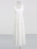 Solid-Colored Dress 2025 Summer New Ioning Sling Design High-Waisted Embroidered Dress Dress