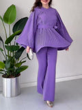 2024 New Folded Design Sense Fashion Temperament Loose Pants Suit Woman