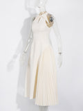 Feel Dress Woman 2025 New Vietnamese Style Design Feeling Waist Thin Sleeveless Splicing Long Dress