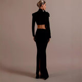 Flower Diamond Set Dress Banquet Femininity Fashion Elegant High-End Felt Banding Evening Dress