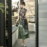 Yan No Return To Hanfu Women's Chinese Style Improvement Han Element Cheongsam Jacket Half Skirt Set 8979