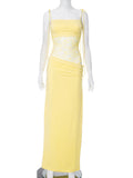Women's Spring And Summer New Solid Color Lace Suisting Rope Lew Dress Woman DJPT