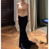Flower Tector Blouse With Fishtail Half Skirt 2024 New Temperament Birthday Party Set