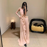 Oil/8 Colors 2025 Elegant Hanging Neck-Luck Holiday Flowers Unique Special Beach Dress