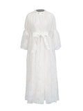 Retro Wind Collared Diamond Splicing Dress 2025 New Women's Summer Lace Yarn Dress