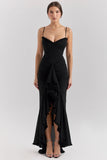 Style Sexy New Slings Solid V-Neck High-Ball Net Repair Medium Long Dress HZ0628