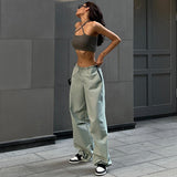 Rope Girded Casual Workwear Trousers Women Street Fashion Trend Women's Simple Loose Trousers DJPT