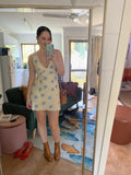 Vintage Flower Printed Sleeveless V-Neck Dress Women's New Sweet Spicy Style Short Dresses For Summer 2024