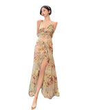 Floral Sexy Bareback Holiday Sling Dress Fairy Beach Long Dress Summer