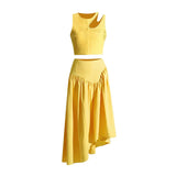2025 New Folded Holed Blouse Irregular Skirt Dress Suit