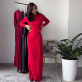 Sexy Fashion Round Collar Folds To The Waist To Repair The Solid Color Temperament Dress