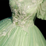 Dress Mori Is A Green Vocal Piano Art Exam Solo Performance Of The Puffy Skirt Host Dress Adult Ceremony