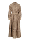 Summer New Fashion Collar Embroidered Water-Soluble Flower Hollow Shirt + Strapping Rope Skirt Dress Suit Woman