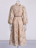 Style Dress 2025 New Collar Long Sleeve Tie To Close The Waist Repair Dress Summer Long Girl