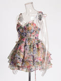 Sweet Wind 2025 Summer New Suspension High Waist Flower Design Cake Under Them