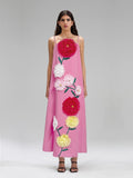 Large Flower Three-Dimensional Decoration Splicing 2025 New Solid Color Sling Skirt Loose Dress