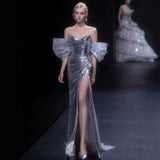 Evening Dress Silver Lily Toasting Female Feeling Open Fork Niche High-End Light Luxury Annual Host
