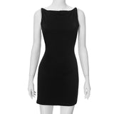 Women's Clothing 2024 Summer Solid Color Simple Sleeveless Waistcoat Tight Dress Skirt DJPT