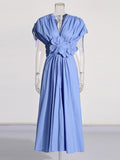 Tea Rest Temperament Elegant Style Dress 2025 Summer New V Collar Paste Splicing A Word Long Dress Dress Woman