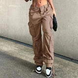 New Women's Street Hop Wind Low-Waist Fashion Trend Work Clothes Denim Casual Trousers DJPT
