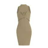 Spice Girl Wind 2025 Spring New Squeeze Twisted Knitted Sleeveless Vest-Packed Dress Woman