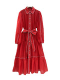 Plus-Size Single-Clip Dress 2025 New Collar Lantern Sleeve With Inner-Line Dress Women's Summer
