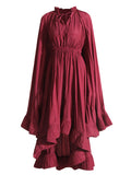 Retro High-End Court Style 2025 New V-Neck Long-Sleeved Shawl Collection Waist 100 Folding Lotus Leaf Edge Joint