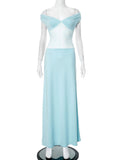 Women's Solid Color Bare Shoulder Lace Splicing A Word Dress DJPT