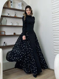 2025 Temperament Long-Sleeved Design Round Collar Small Broken Floral Dress Dress Dress Woman