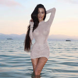 Autumn 2025 New Temperament Hottie Slender Perspective Small High-Neck Dress Woman DJPT