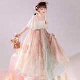 Mountain And River Into The Dream Of Hanfu Women's Chinese Style To Improve The Daily Han Element Jacket Sling Skirt Set Spring And Summer 6793