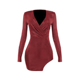 Autumn 2025 New Bag Hip Dress Famous Style Sexy V-Neck Long Sleeve Party Dress Woman DJPT