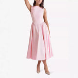 Summer Women's New French Dew Solid Color Premium Holiday Dress
