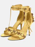 High Heel Round Head Zipper Metal Rivet Needle Buckle Fish Mouth High Help Sandals Large Size Woman High Quality Shoes