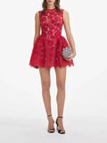 Dew Flower Mist Sleeveless Skirt Floral Lace Dress 2025 New Female Summer Collar Crooge Ponpong Skirt Dress Dress